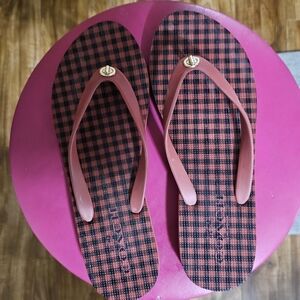 Coach Red and Black Checkered Sandals